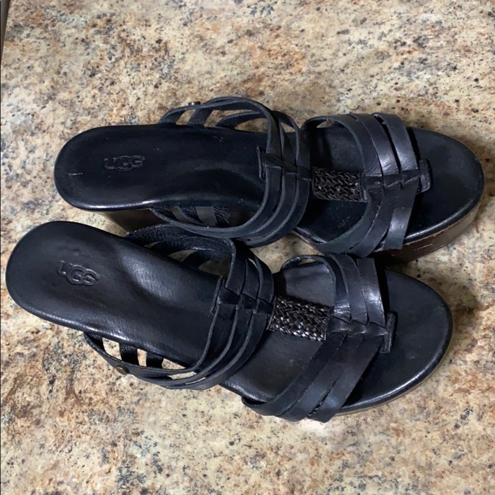 Black leather wedge